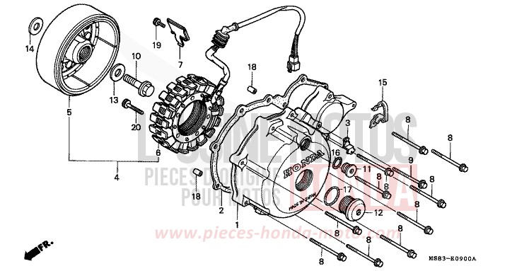 KURBELGEHAEUSEDECKEL, L./ GENERATOR von Africa Twin SHASTA WHITE (NH138H) von 1989